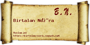 Birtalan Nóra névjegykártya