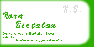 nora birtalan business card